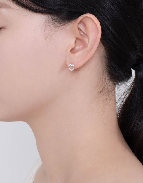 Sparkle of Love: Sterling Silver Heart-Shape CZ Studs